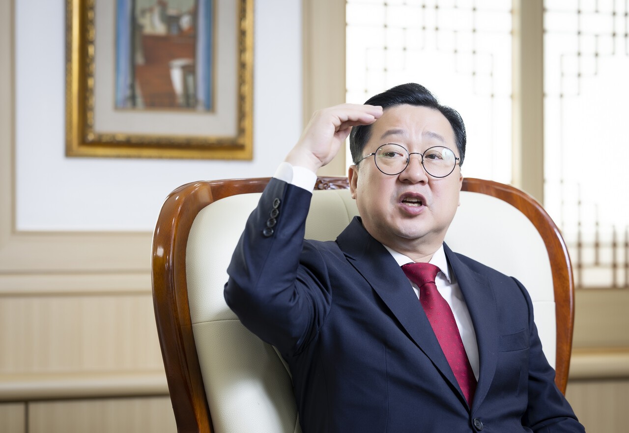 이장우 대전광역시장은 대전·충남 통합에 대해 “대전의 과학기술력과 충남의 산업 인프라를 결합하는 새로운 성장축 조성 전략”이라고 설명했다. 최영재 기자