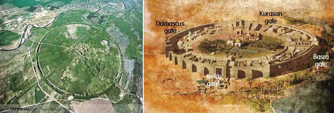 이슬람 문화예술의 황금기를 이끈 아바스 왕조의 바그다드 원형도시(762~766년).